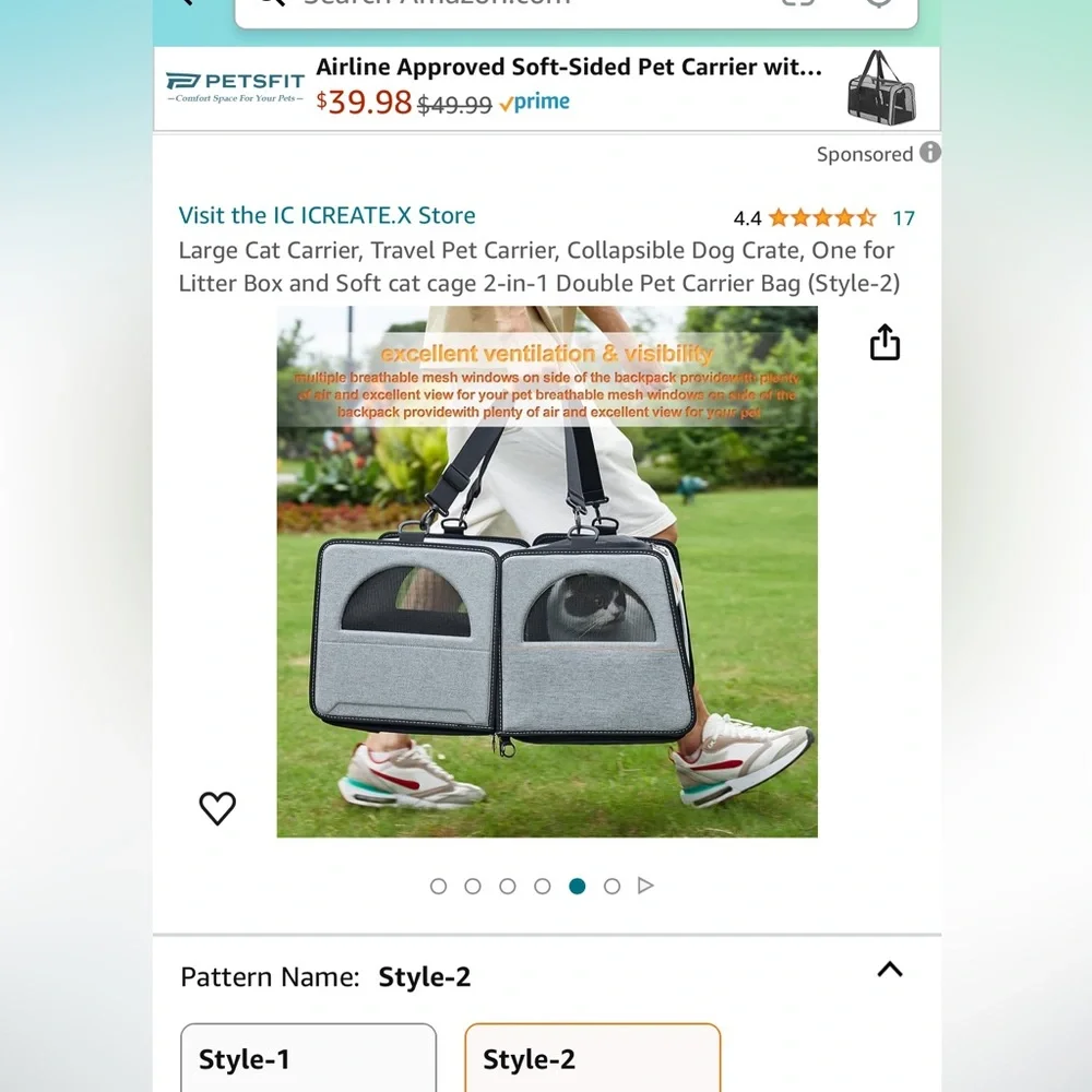 double pet carrier made for cats, double cat carrier, cat and litter box carrier